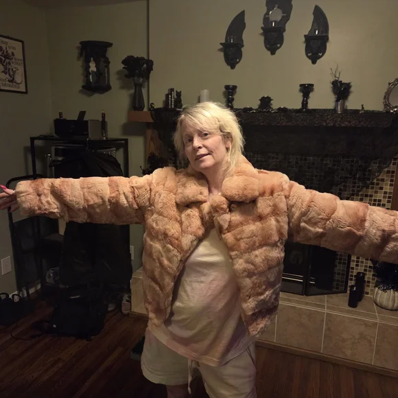 Rosetti Pink Rabbit Fur Coat - Picture 2 of 8